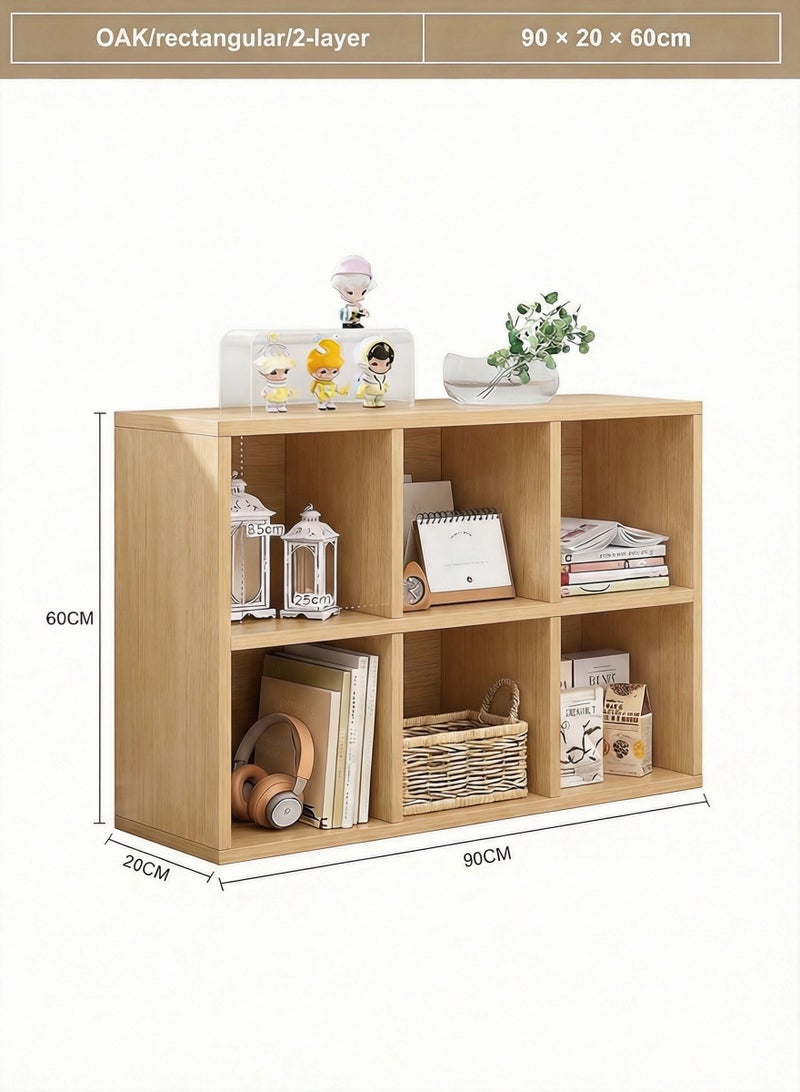 كوزينيست مكتبة خشبية بستة مكعبات بلون الخشب الطبيعي، رف تخزين مفتوح قائم بذاته لغرفة المعيشة والنوم وغرفة الأطفال - Image 4